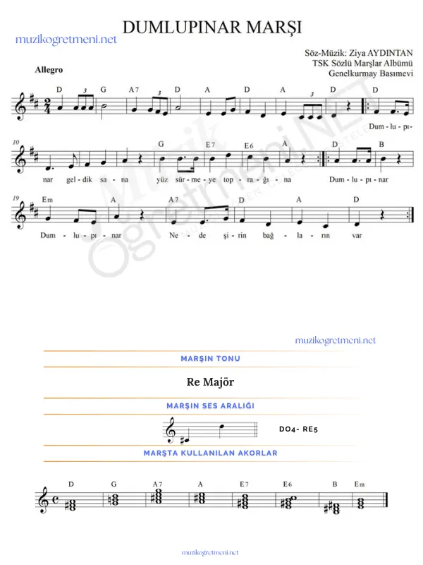 marslar muzikogretmeniNET 1 Marşların Piyano Akorları – Kolay ve Detaylı Akor Çözümleri