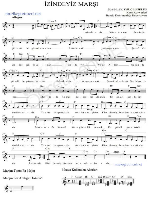 marslar muzikogretmeniNET 11 Marşların Piyano Akorları – Kolay ve Detaylı Akor Çözümleri