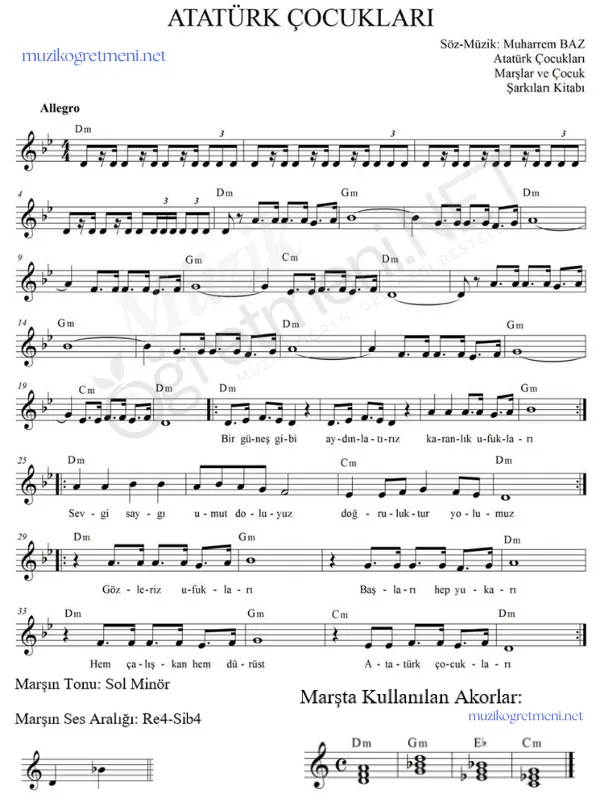 marslar muzikogretmeniNET 16 Marşların Piyano Akorları – Kolay ve Detaylı Akor Çözümleri