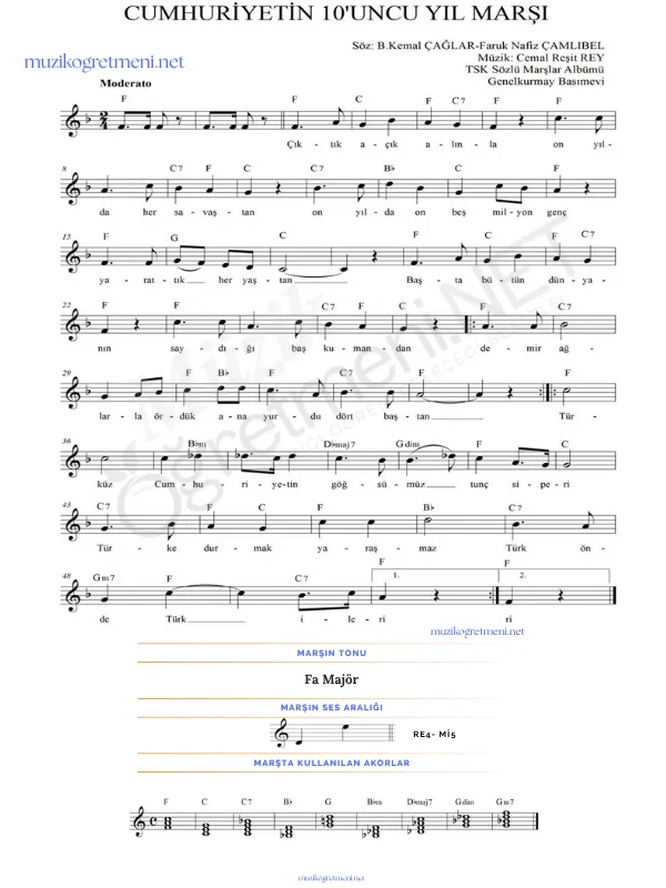 marslar muzikogretmeniNET 3 Marşların Piyano Akorları – Kolay ve Detaylı Akor Çözümleri