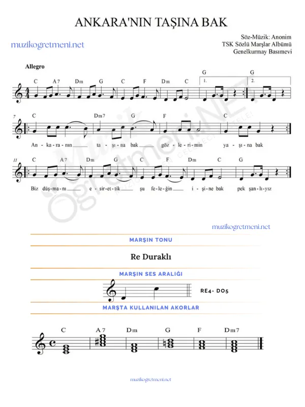 marslar muzikogretmeniNET 4 Marşların Piyano Akorları – Kolay ve Detaylı Akor Çözümleri