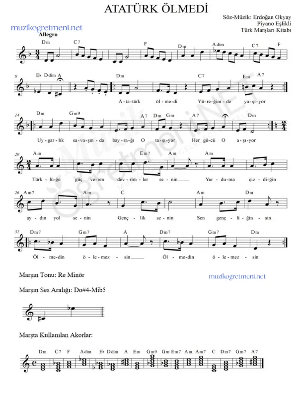 marslar muzikogretmeniNET 6 Marşların Piyano Akorları – Kolay ve Detaylı Akor Çözümleri