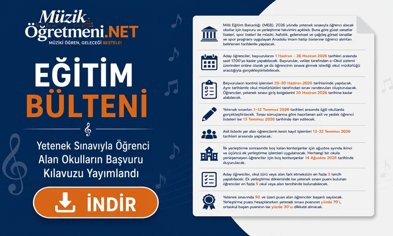 Yetenek Sınavıyla Öğrenci Alan Okulların Başvuru Kılavuzu Yayımlandı